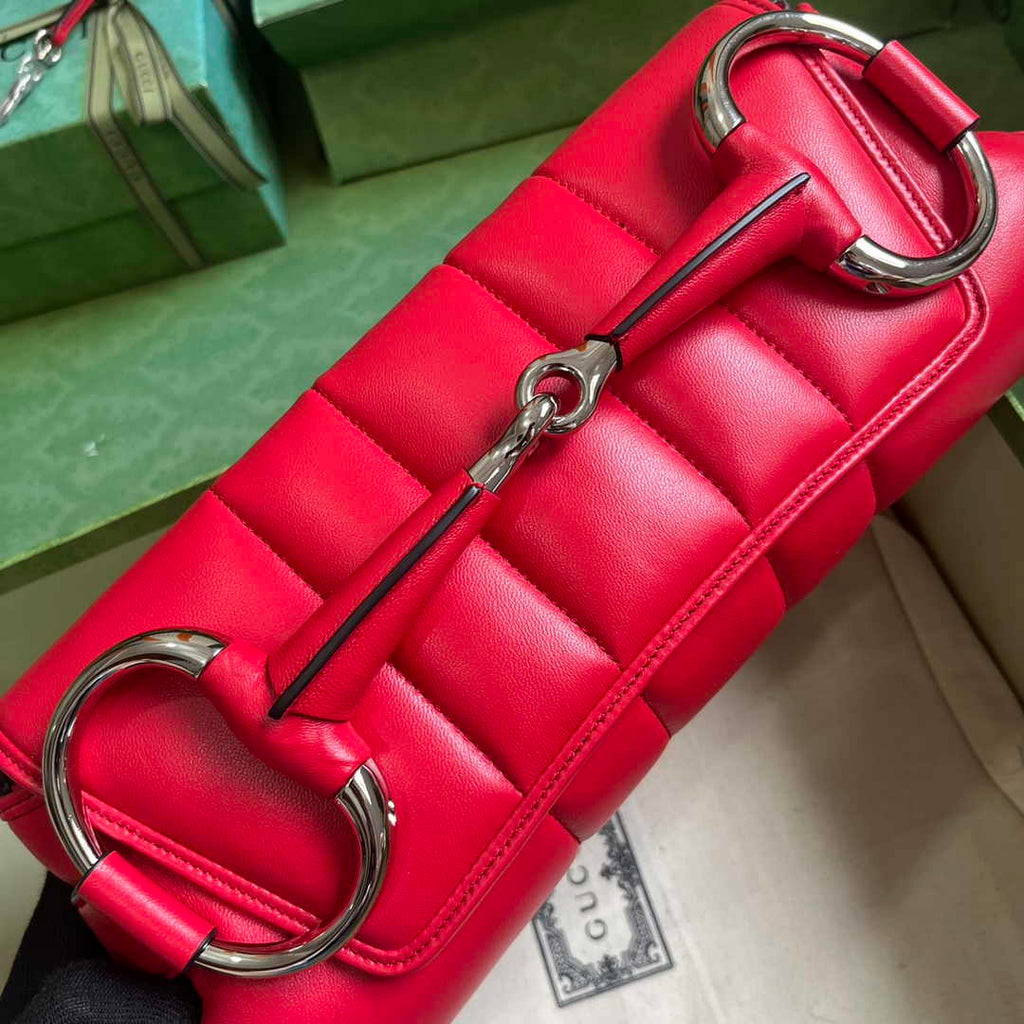 Gucci Horsebit Chain medium shoulder bag ‎764255 in Red leather