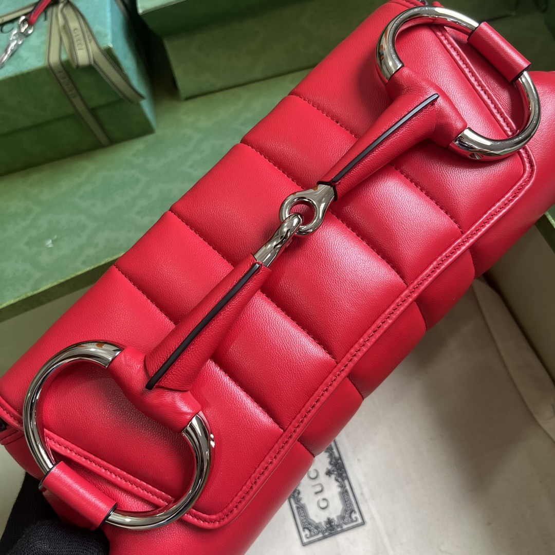 Gucci Horsebit Chain medium shoulder bag ‎764255 in Red leather