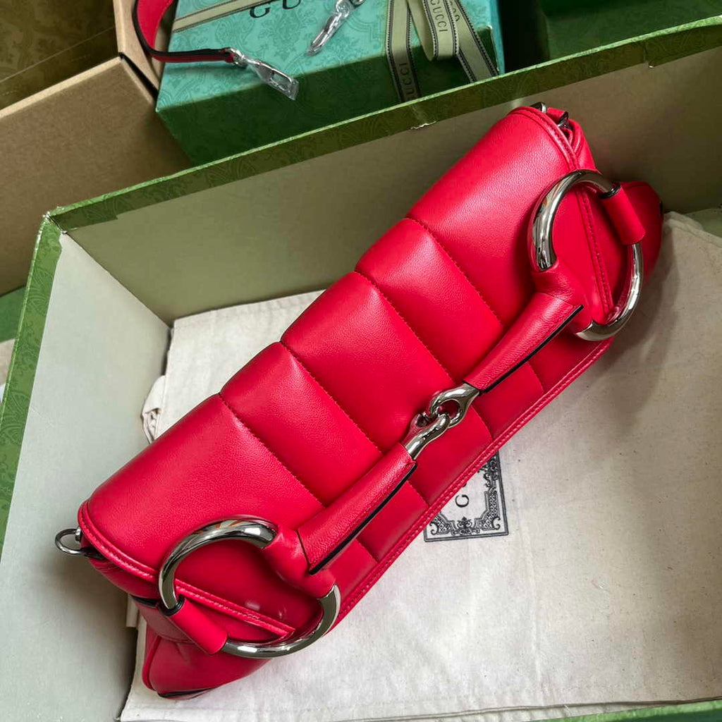 Gucci Horsebit Chain medium shoulder bag ‎764255 in Red leather