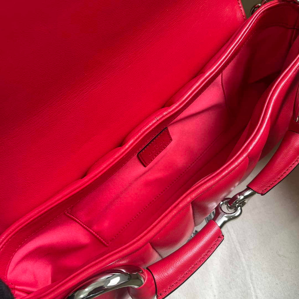 Gucci Horsebit Chain medium shoulder bag ‎764255 in Red leather
