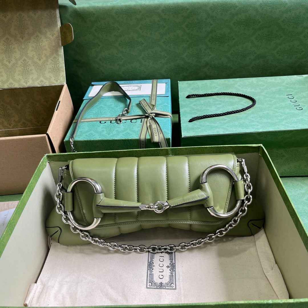 Gucci Horsebit Chain medium shoulder bag ‎764255 in Green leather