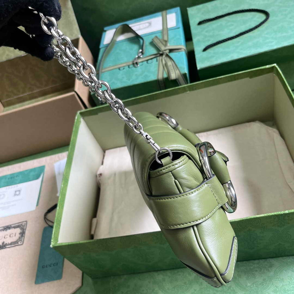 Gucci Horsebit Chain medium shoulder bag ‎764255 in Green leather