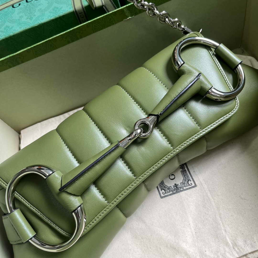 Gucci Horsebit Chain medium shoulder bag ‎764255 in Green leather