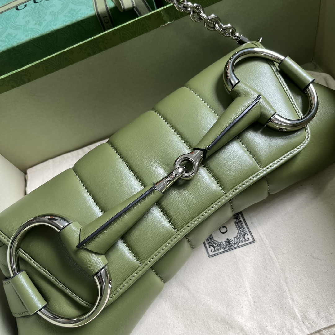 Gucci Horsebit Chain medium shoulder bag ‎764255 in Green leather
