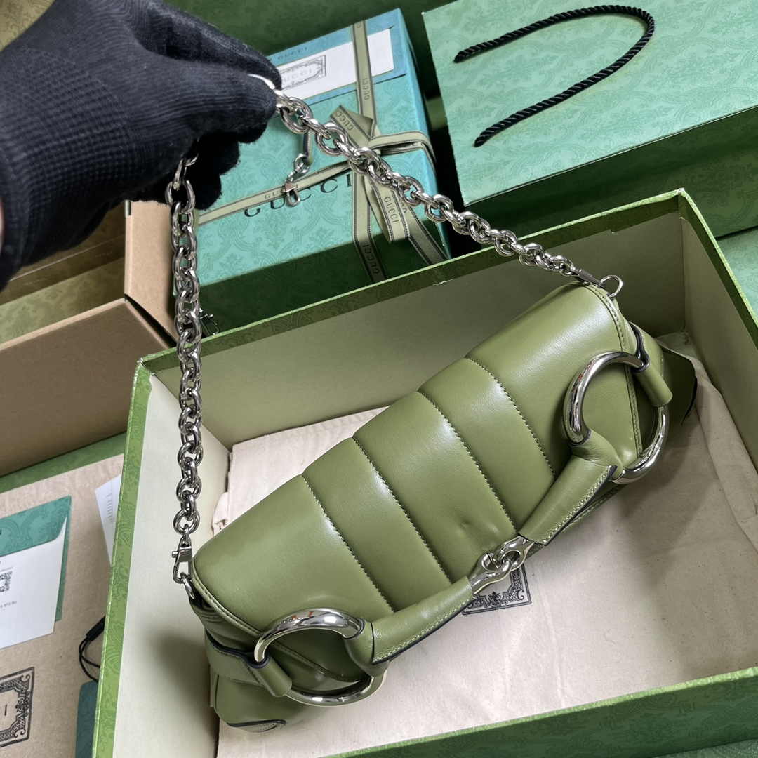 Gucci Horsebit Chain medium shoulder bag ‎764255 in Green leather