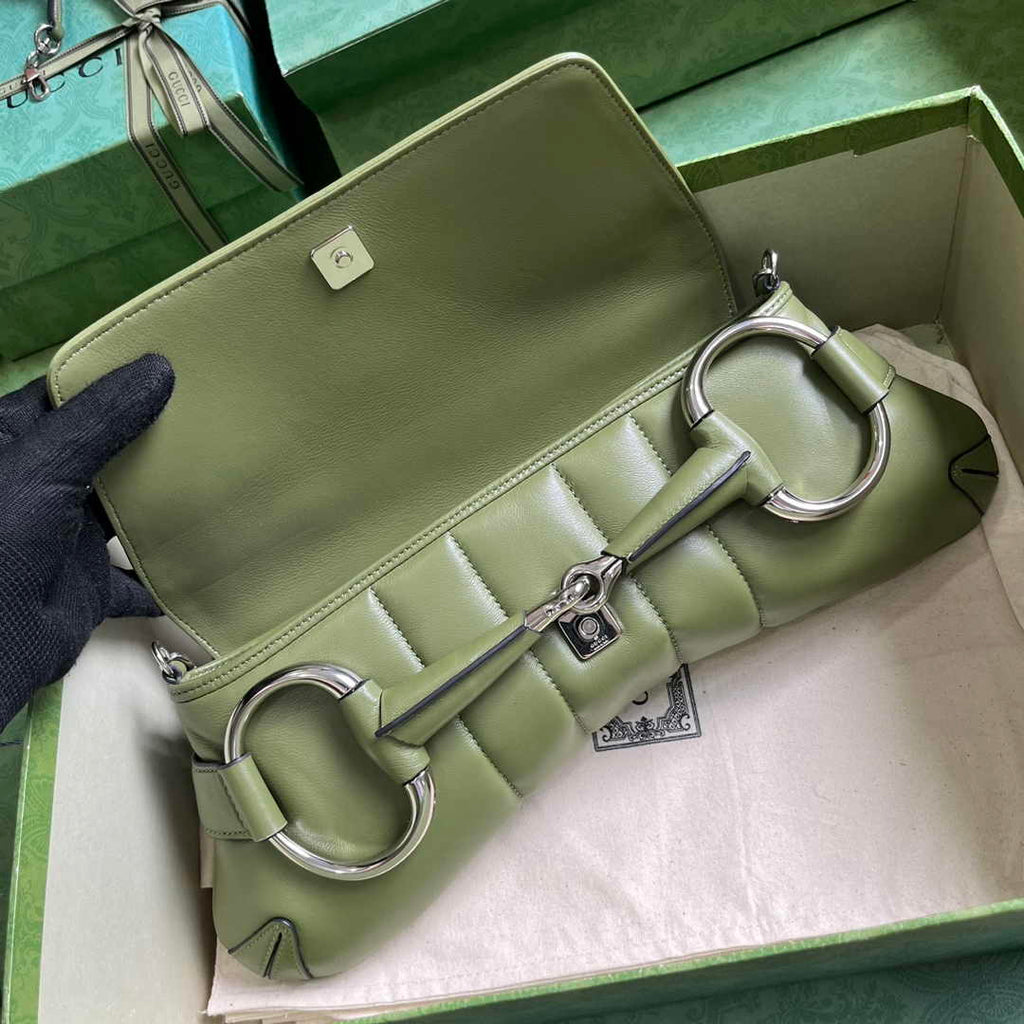 Gucci Horsebit Chain medium shoulder bag ‎764255 in Green leather