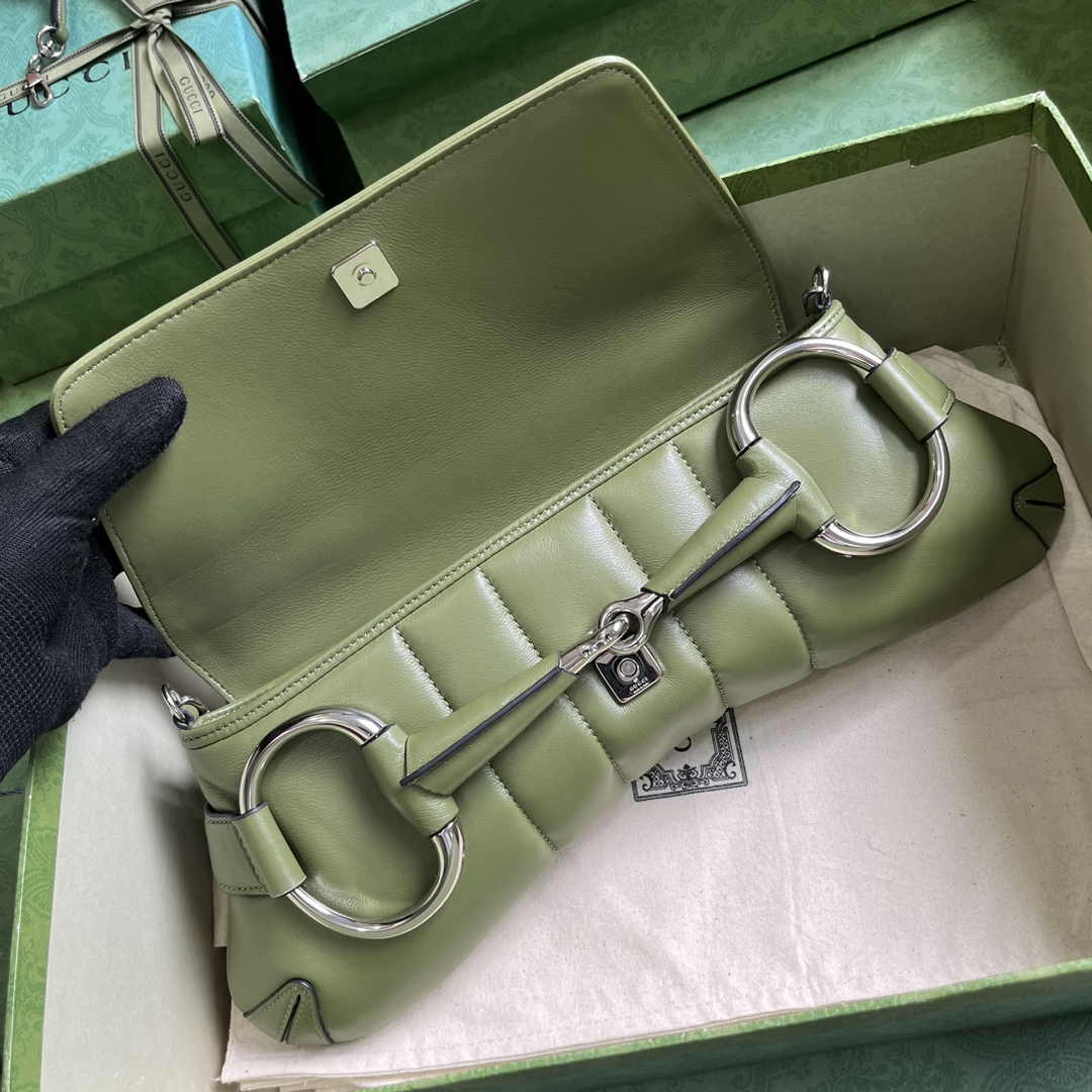 Gucci Horsebit Chain medium shoulder bag ‎764255 in Green leather
