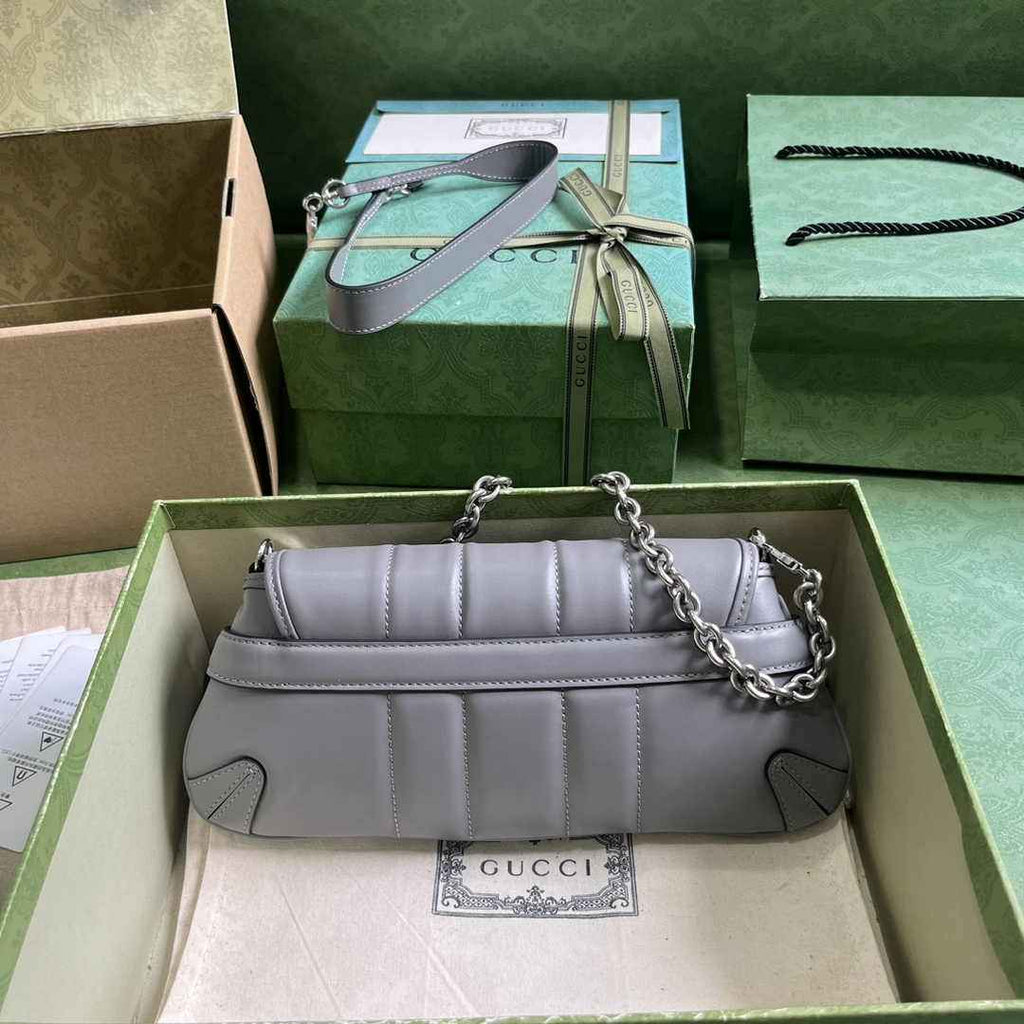 Gucci Horsebit Chain medium shoulder bag ‎764255 in Gray leather