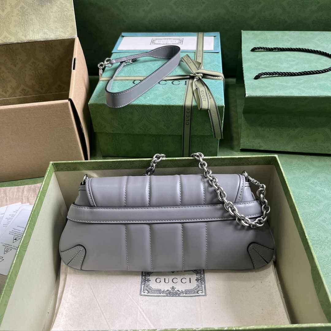 Gucci Horsebit Chain medium shoulder bag ‎764255 in Gray leather