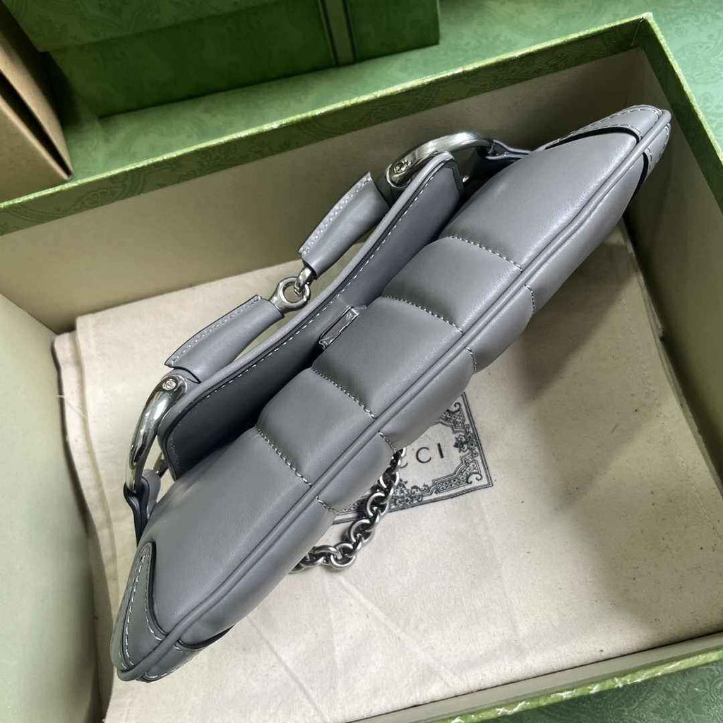 Gucci Horsebit Chain medium shoulder bag ‎764255 in Gray leather