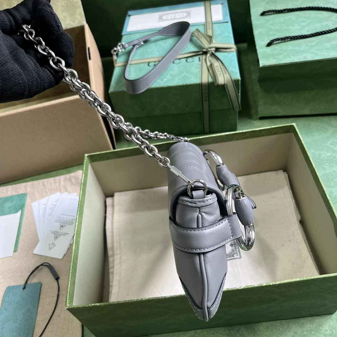 Gucci Horsebit Chain medium shoulder bag ‎764255 in Gray leather