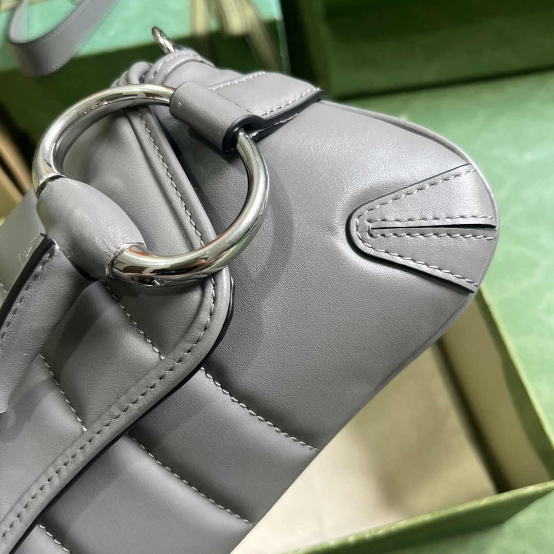 Gucci Horsebit Chain medium shoulder bag ‎764255 in Gray leather