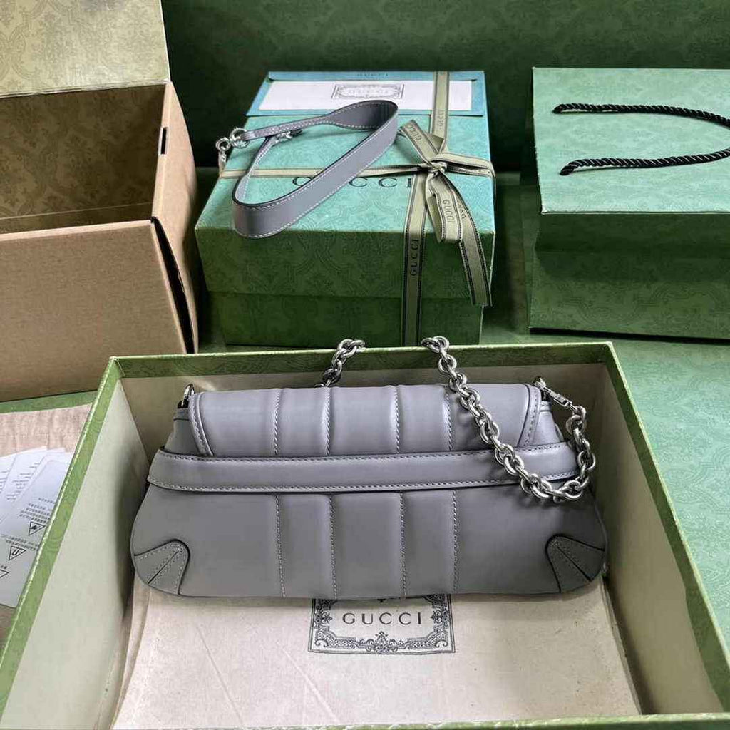 Gucci Horsebit Chain small shoulder bag ‎764339 in Gray leather