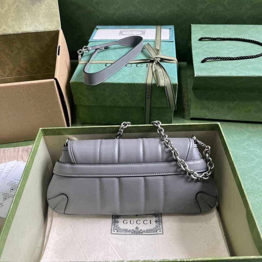 Gucci Horsebit Chain small shoulder bag ‎764339 in Gray leather