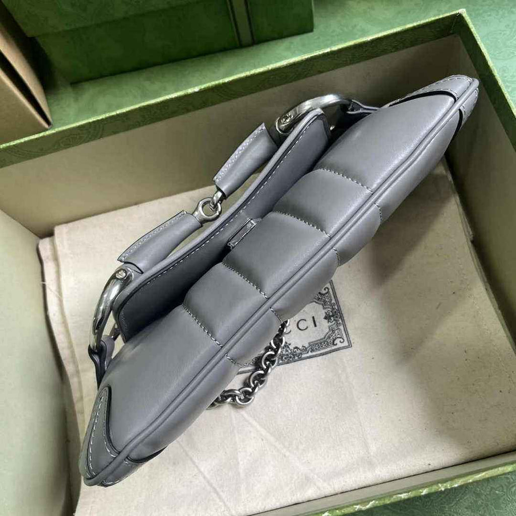 Gucci Horsebit Chain small shoulder bag ‎764339 in Gray leather