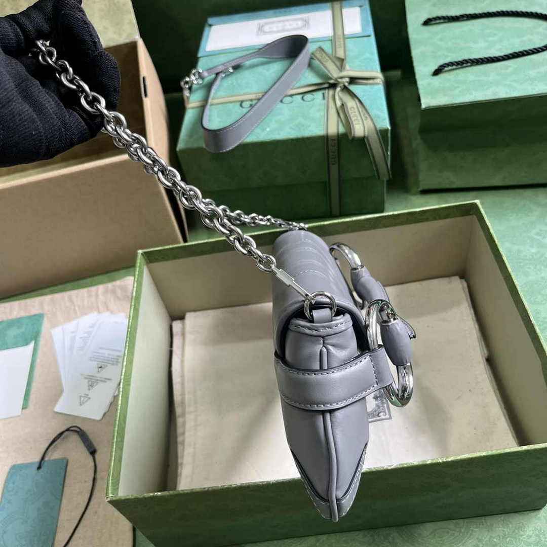 Gucci Horsebit Chain small shoulder bag ‎764339 in Gray leather