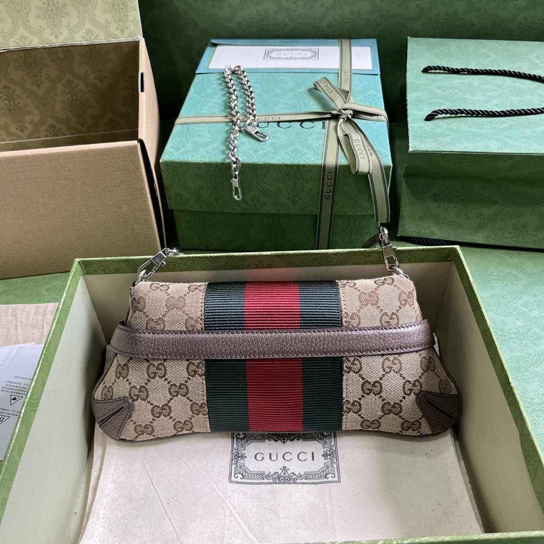 Gucci Horsebit Chain small shoulder bag ‎764339 Beige Original GG canvas