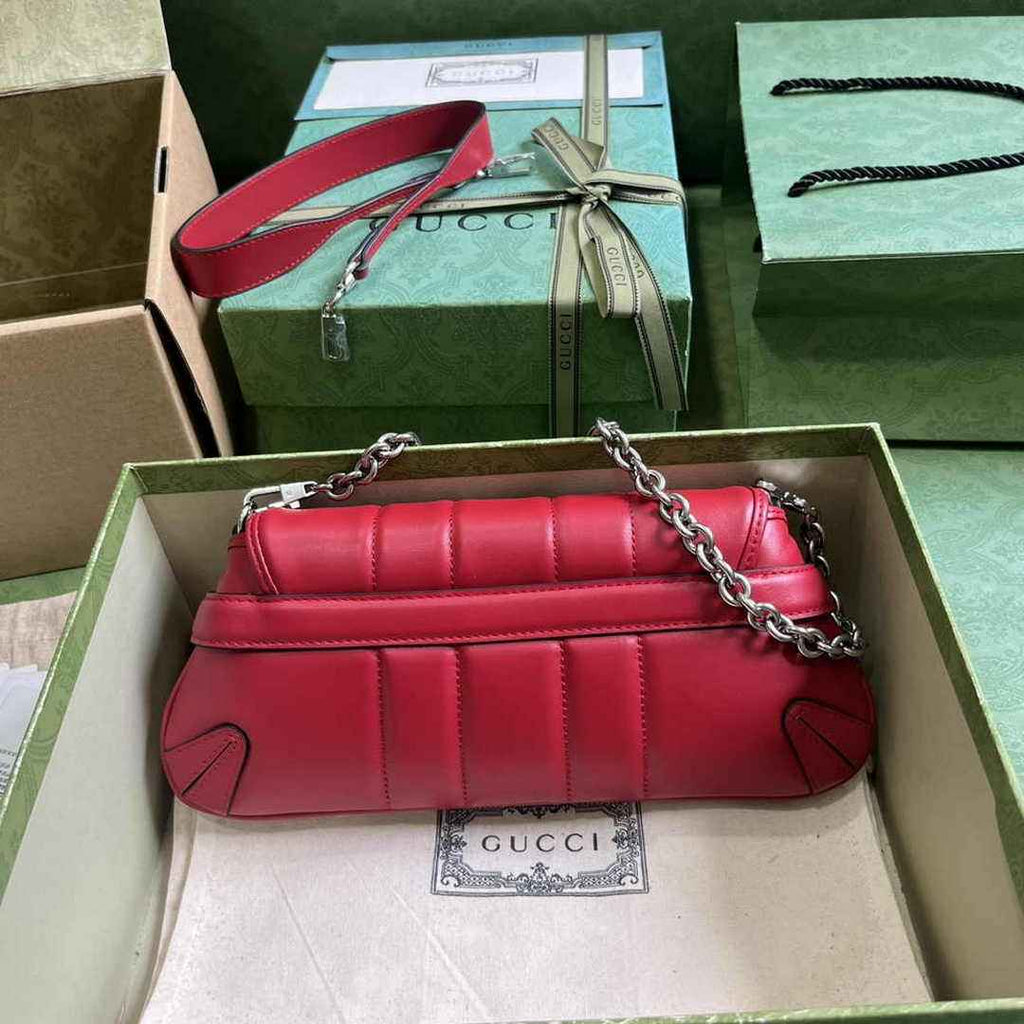 Gucci Horsebit Chain small shoulder bag ‎764339 in Red leather