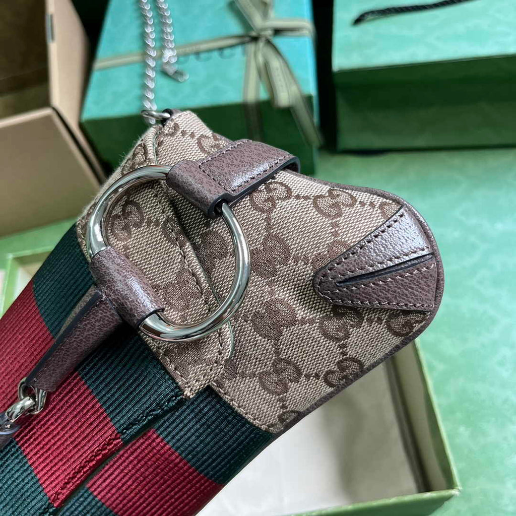 Gucci Horsebit Chain small shoulder bag ‎764339 Beige Original GG canvas