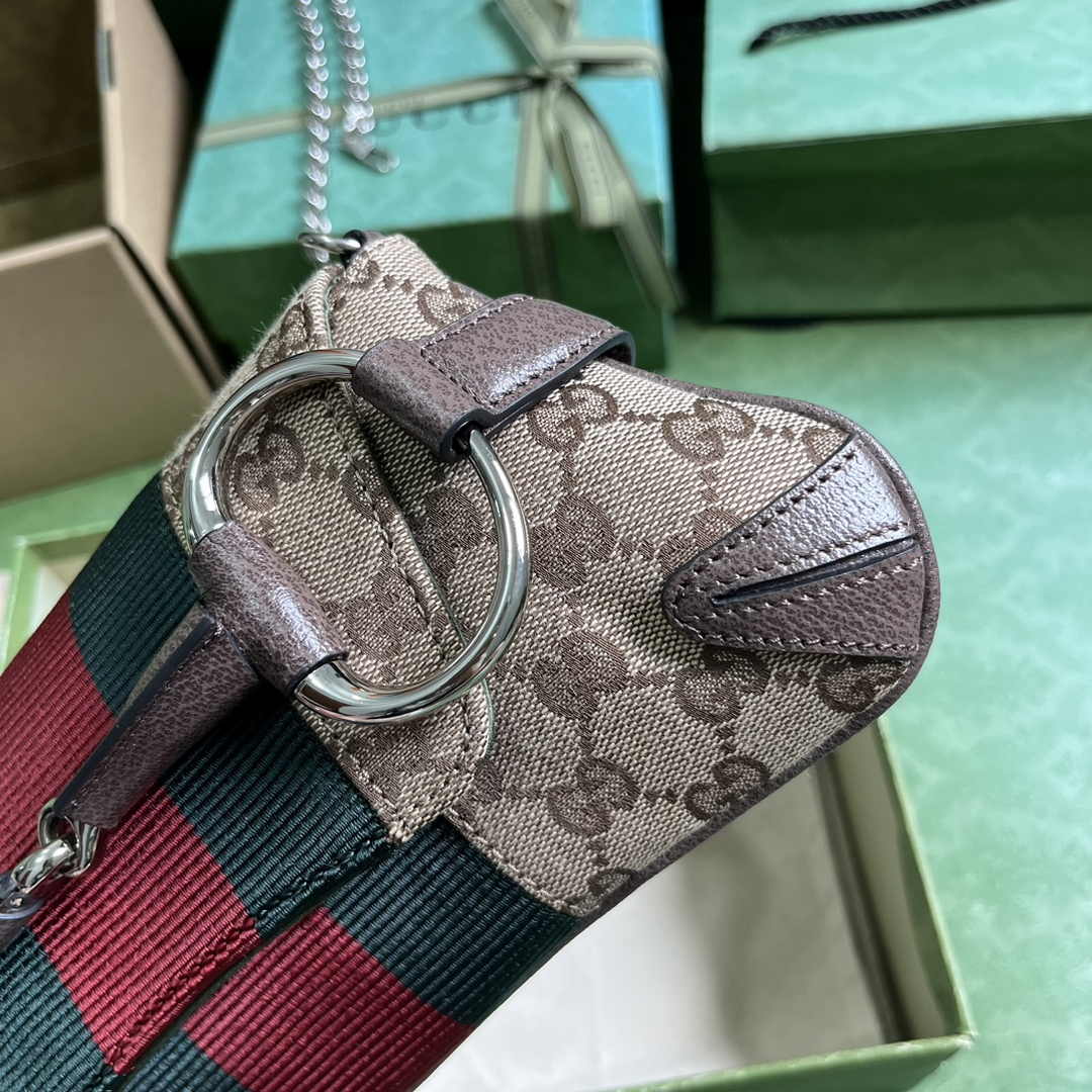 Gucci Horsebit Chain small shoulder bag ‎764339 Beige Original GG canvas