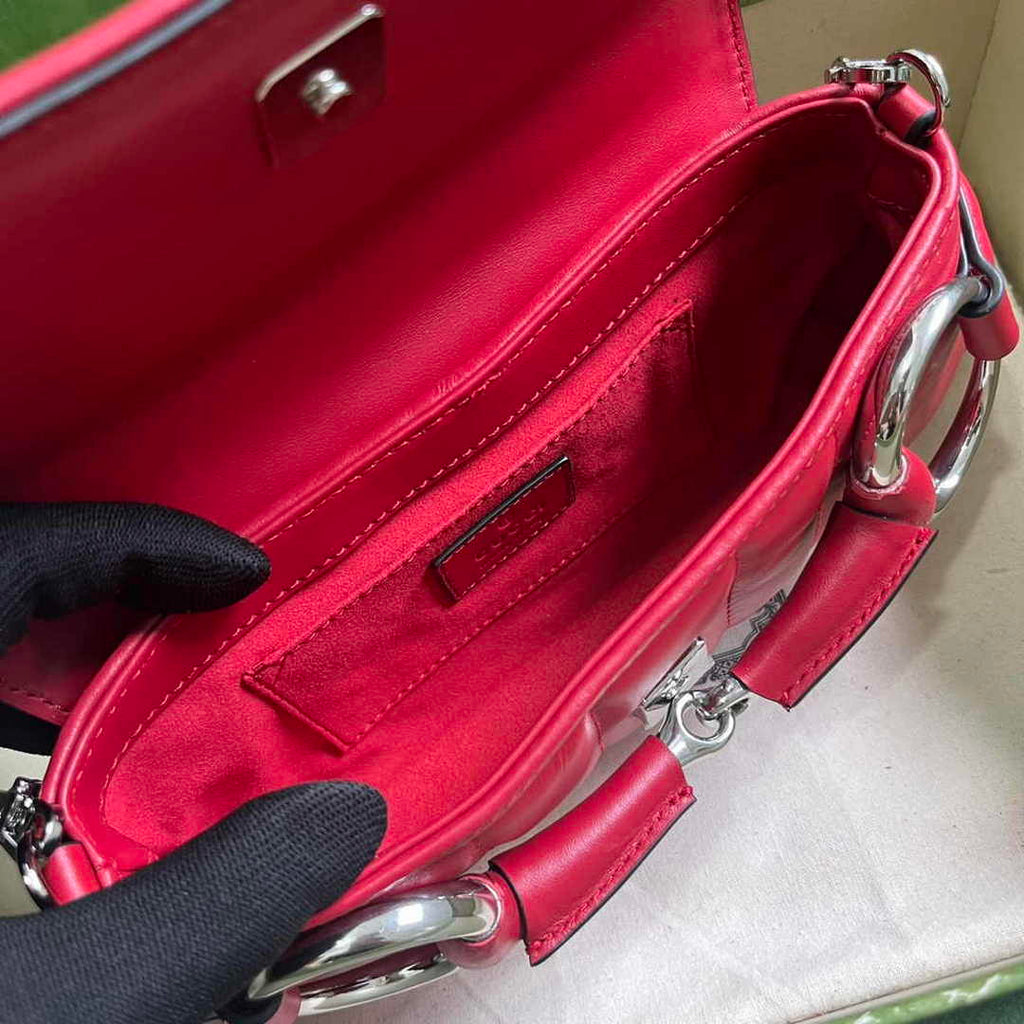 Gucci Horsebit Chain small shoulder bag ‎764339 in Red leather