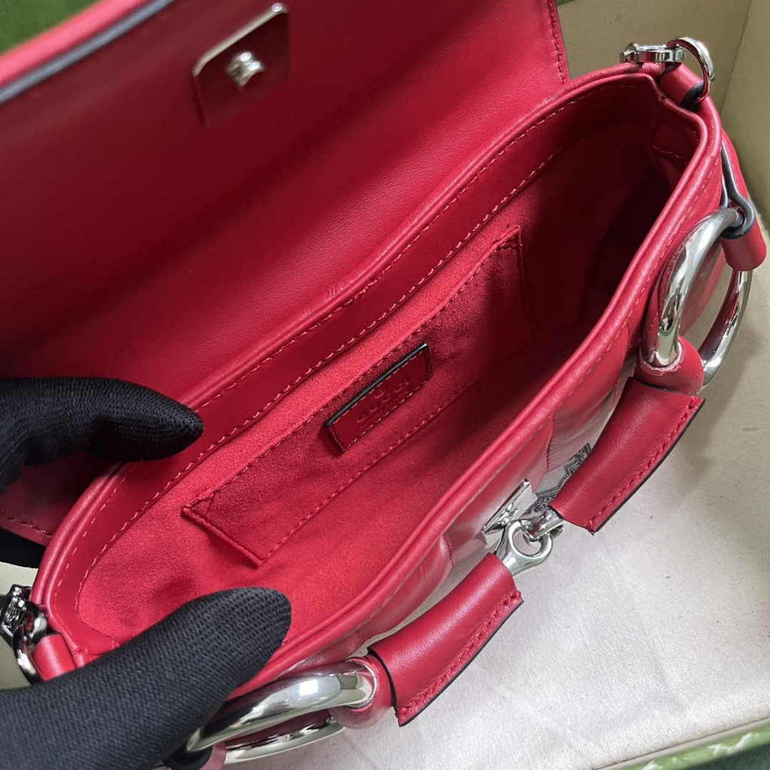 Gucci Horsebit Chain small shoulder bag ‎764339 in Red leather