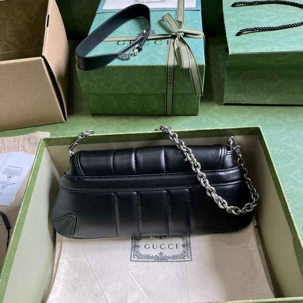 Gucci Horsebit Chain small shoulder bag ‎764339 in black leather