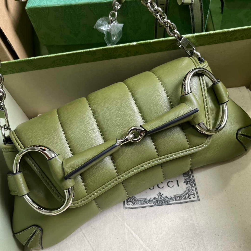 Gucci Horsebit Chain small shoulder bag ‎764339 in green leather