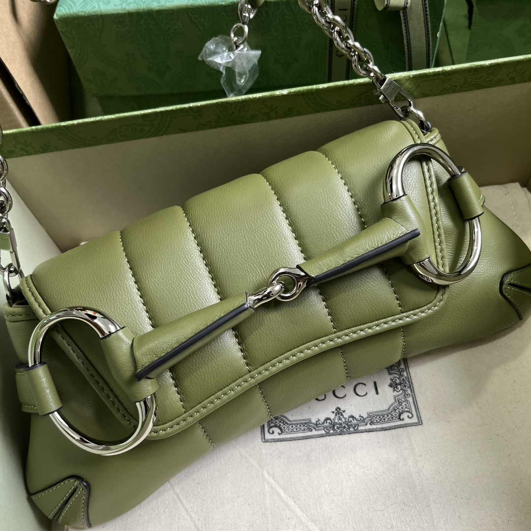 Gucci Horsebit Chain small shoulder bag ‎764339 in green leather