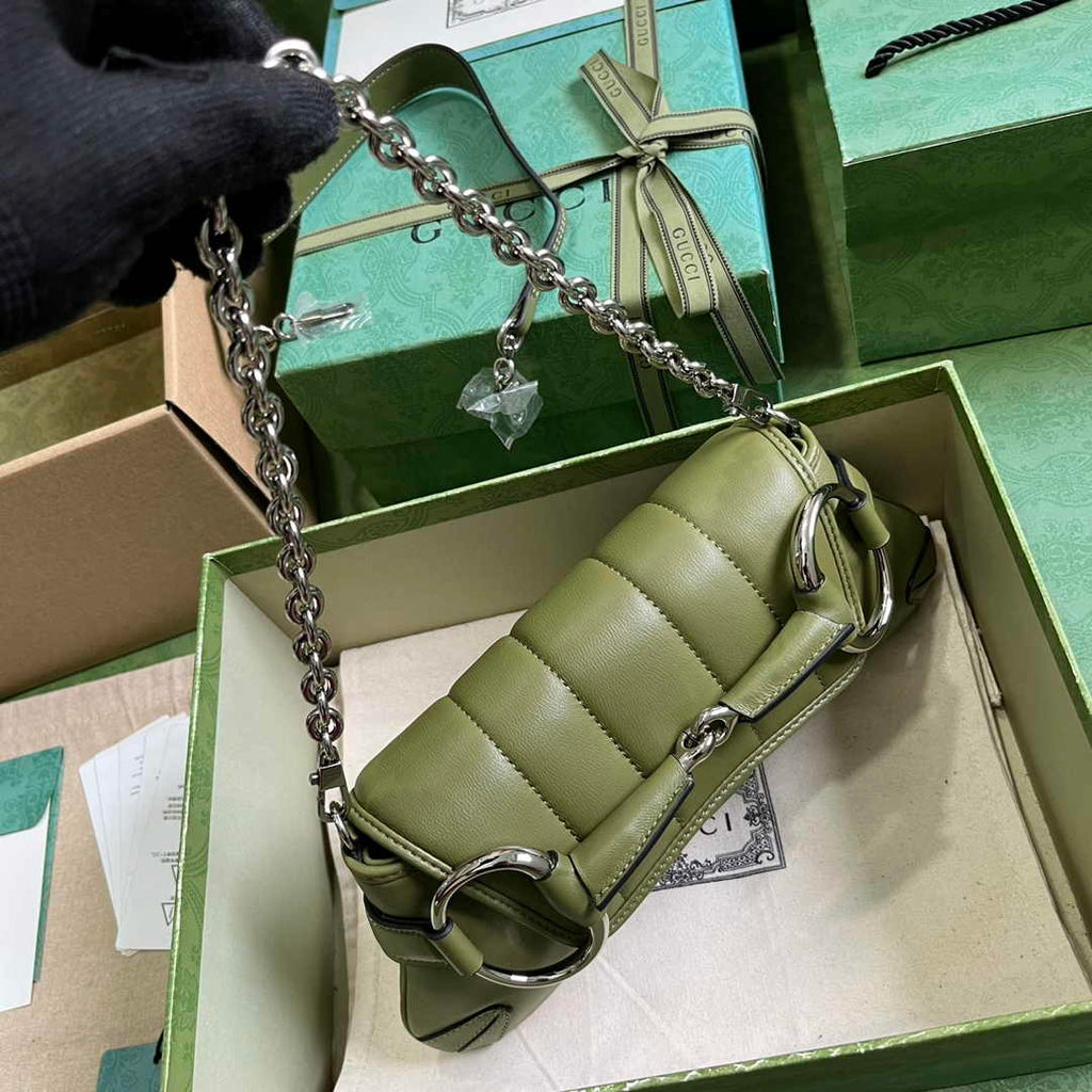 Gucci Horsebit Chain small shoulder bag ‎764339 in green leather