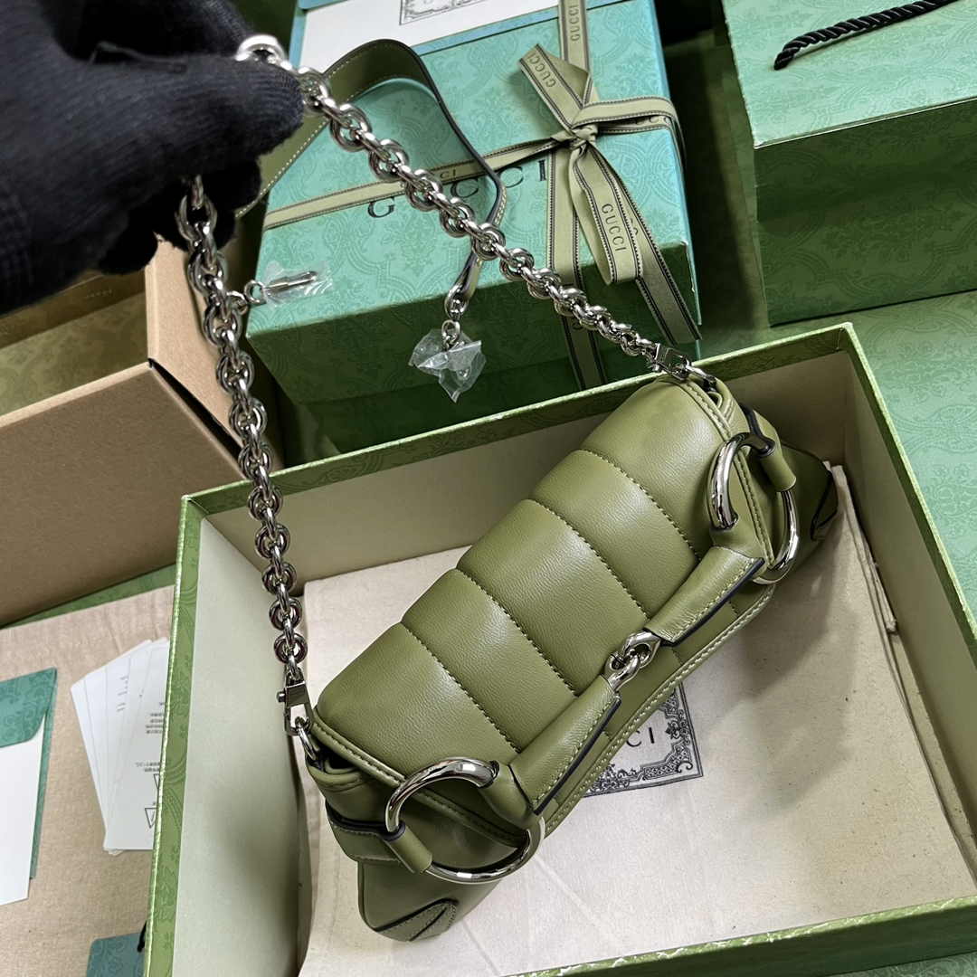Gucci Horsebit Chain small shoulder bag ‎764339 in green leather