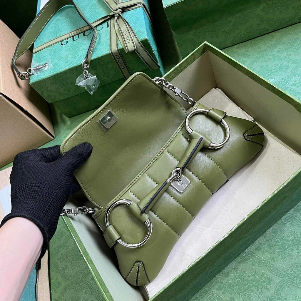 Gucci Horsebit Chain small shoulder bag ‎764339 in green leather
