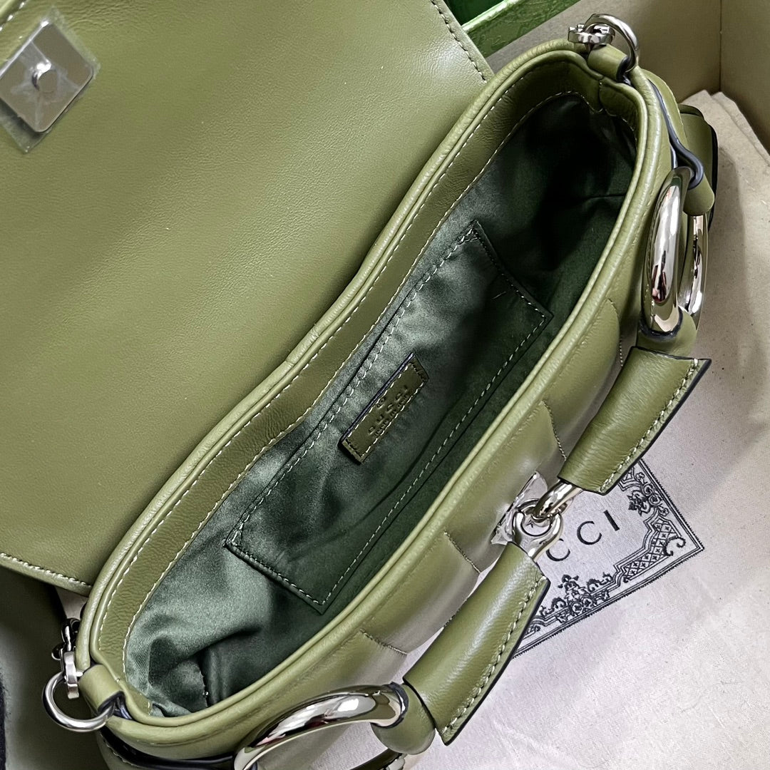 Gucci Horsebit Chain small shoulder bag ‎764339 in green leather