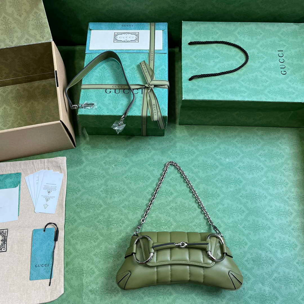 Gucci Horsebit Chain small shoulder bag ‎764339 in green leather