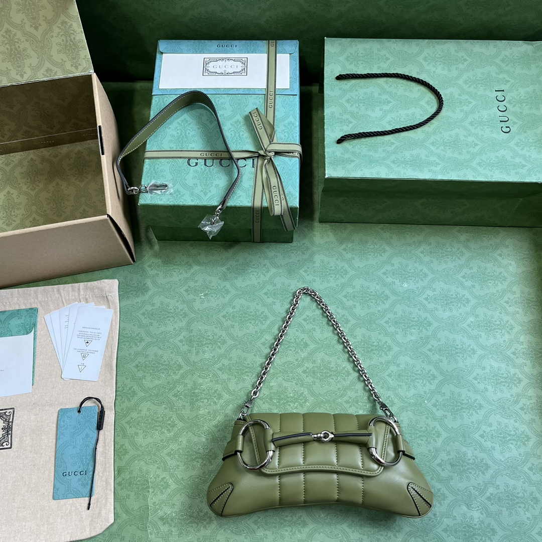 Gucci Horsebit Chain small shoulder bag ‎764339 in green leather
