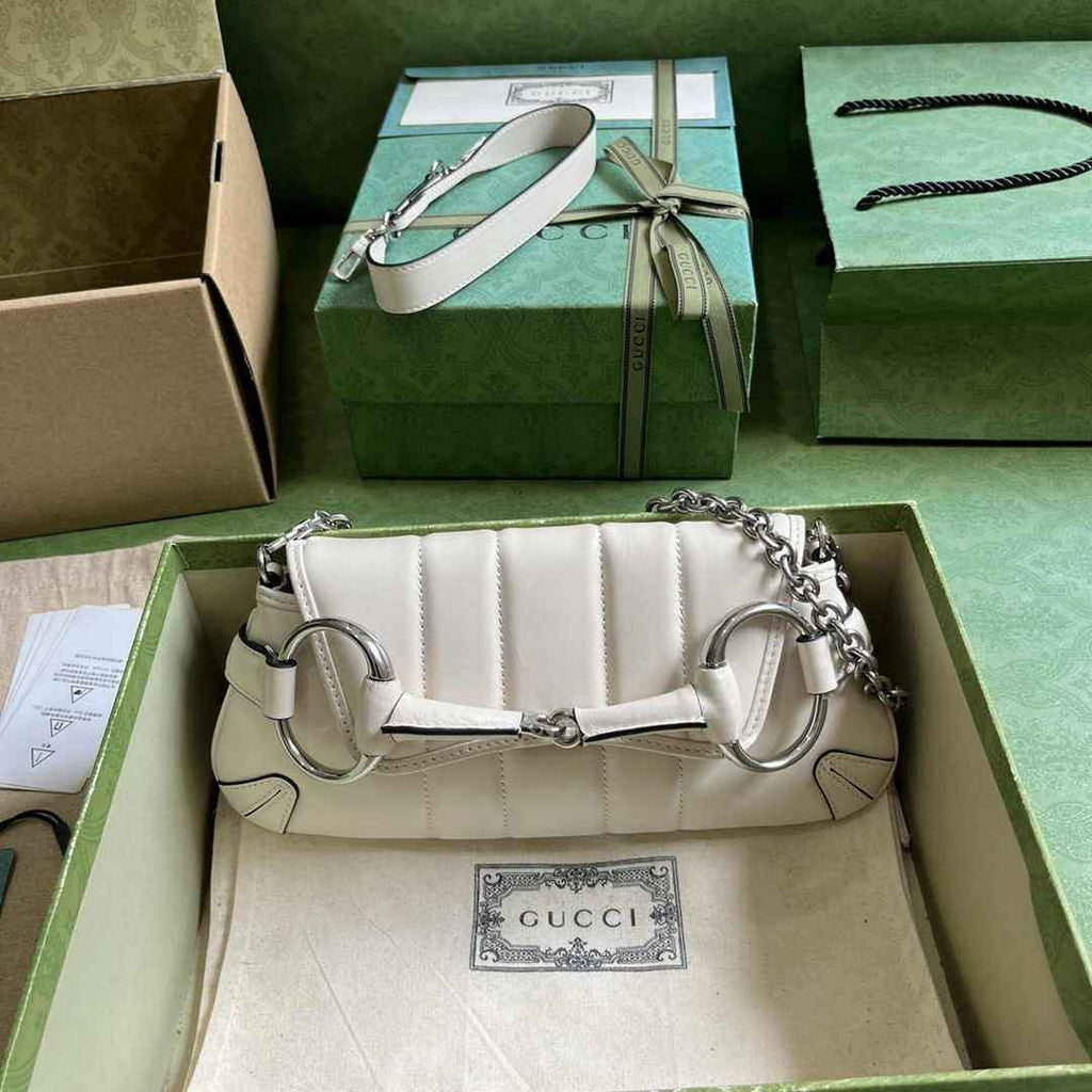 Gucci Horsebit Chain small shoulder bag ‎764339 in Beige leather