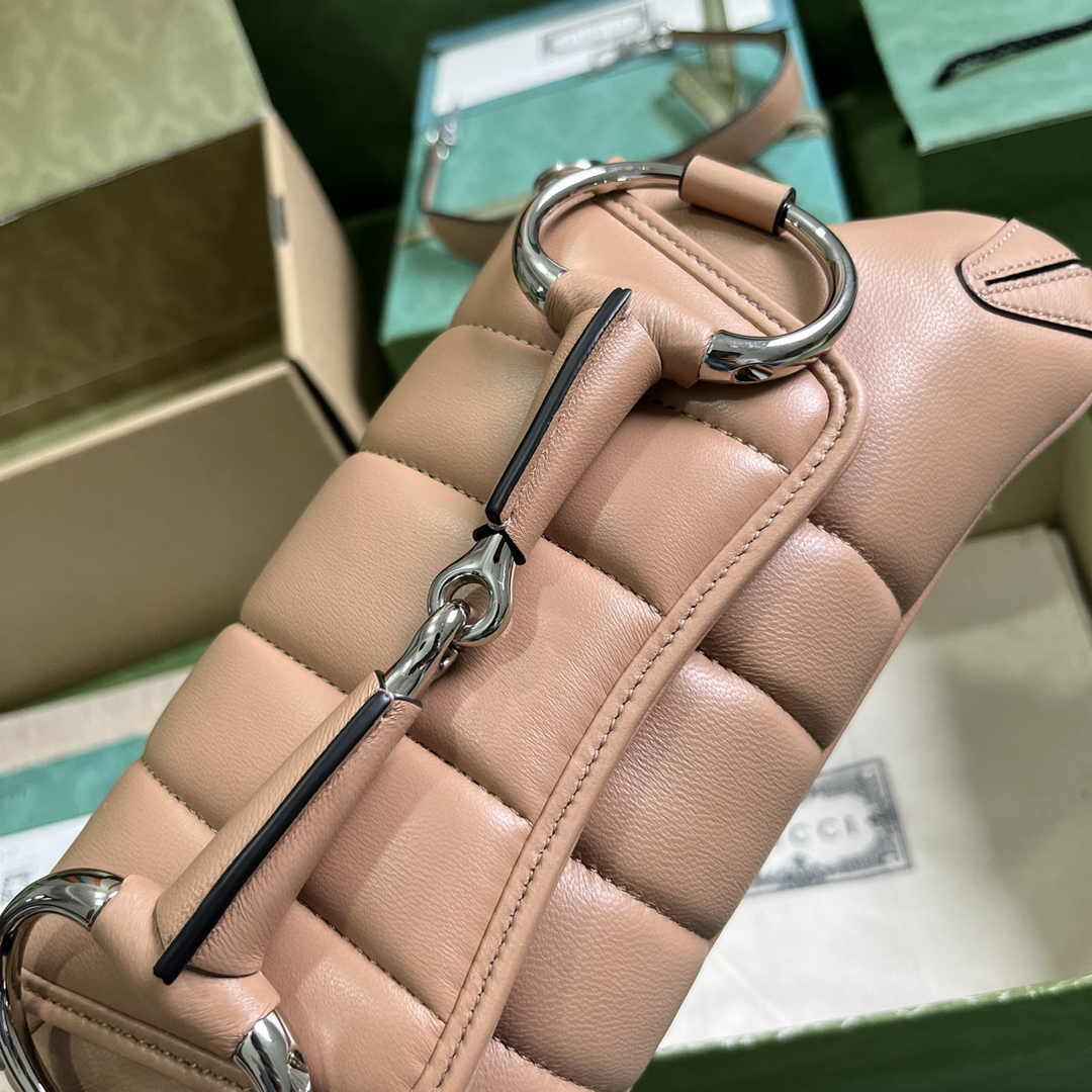 Gucci Horsebit Chain small shoulder bag ‎764339 in Rose beige leather