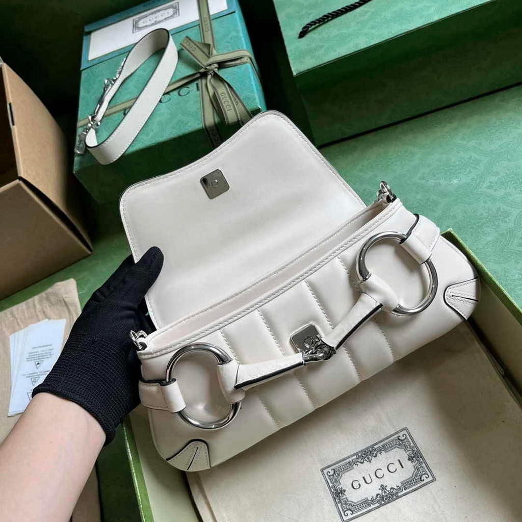 Gucci Horsebit Chain small shoulder bag ‎764339 in Beige leather