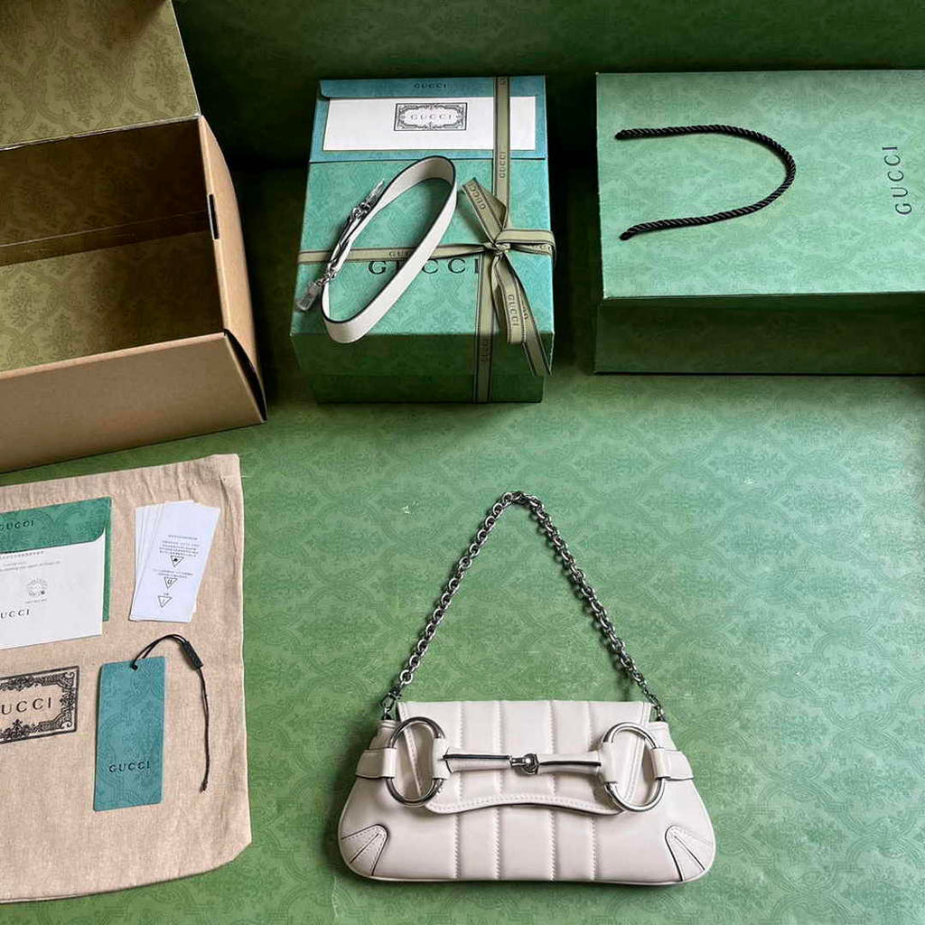 Gucci Horsebit Chain small shoulder bag ‎764339 in Beige leather