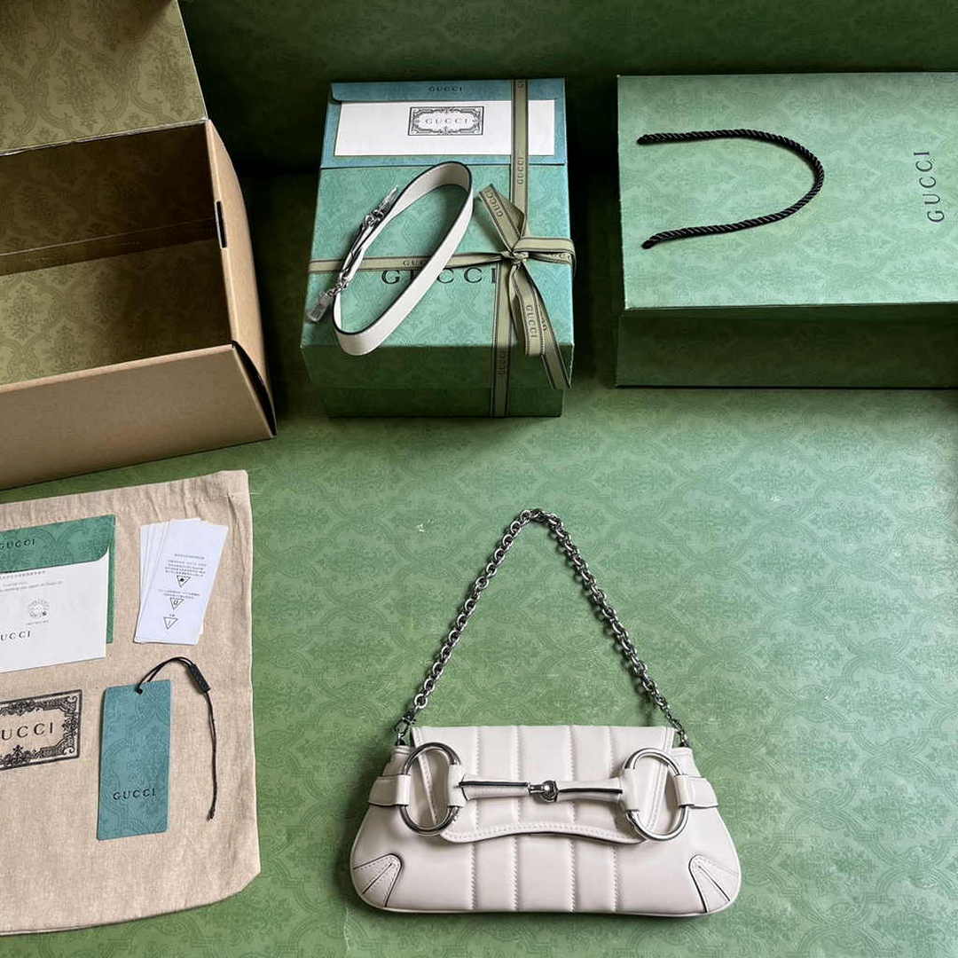 Gucci Horsebit Chain small shoulder bag ‎764339 in Beige leather