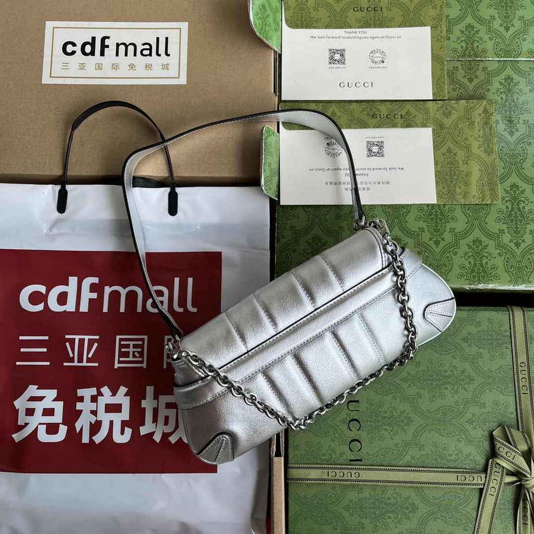 Gucci Horsebit Chain small shoulder bag ‎764339 in Silver leather