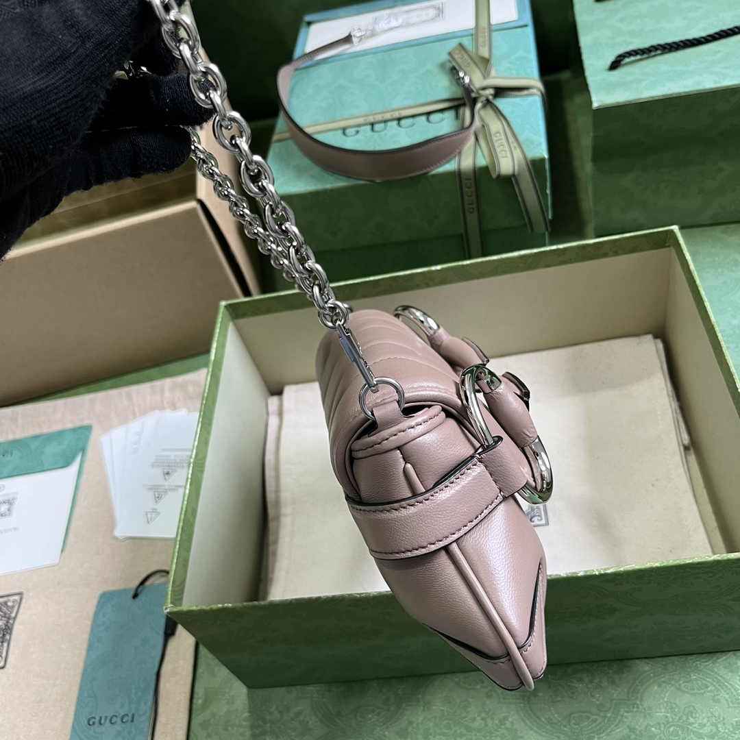 Gucci Horsebit Chain small shoulder bag ‎764339 in Light Pink leather