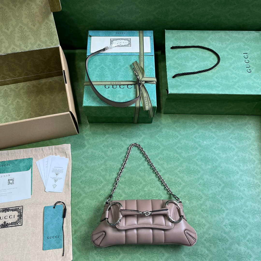 Gucci Horsebit Chain small shoulder bag ‎764339 in Light Pink leather