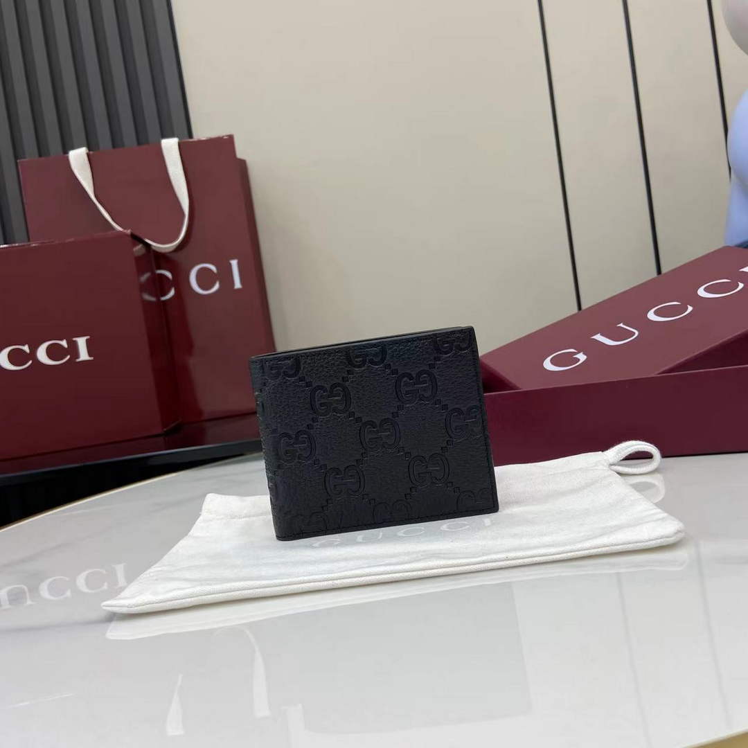 Gucci Imprint bi-fold wallet - Black GG Leather 835001