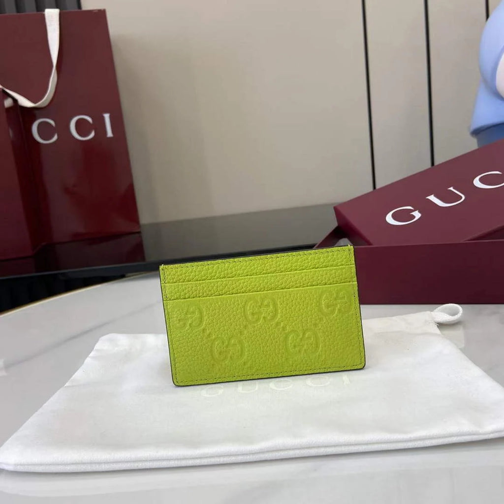Gucci Imprint card case 835151 in green GG leather