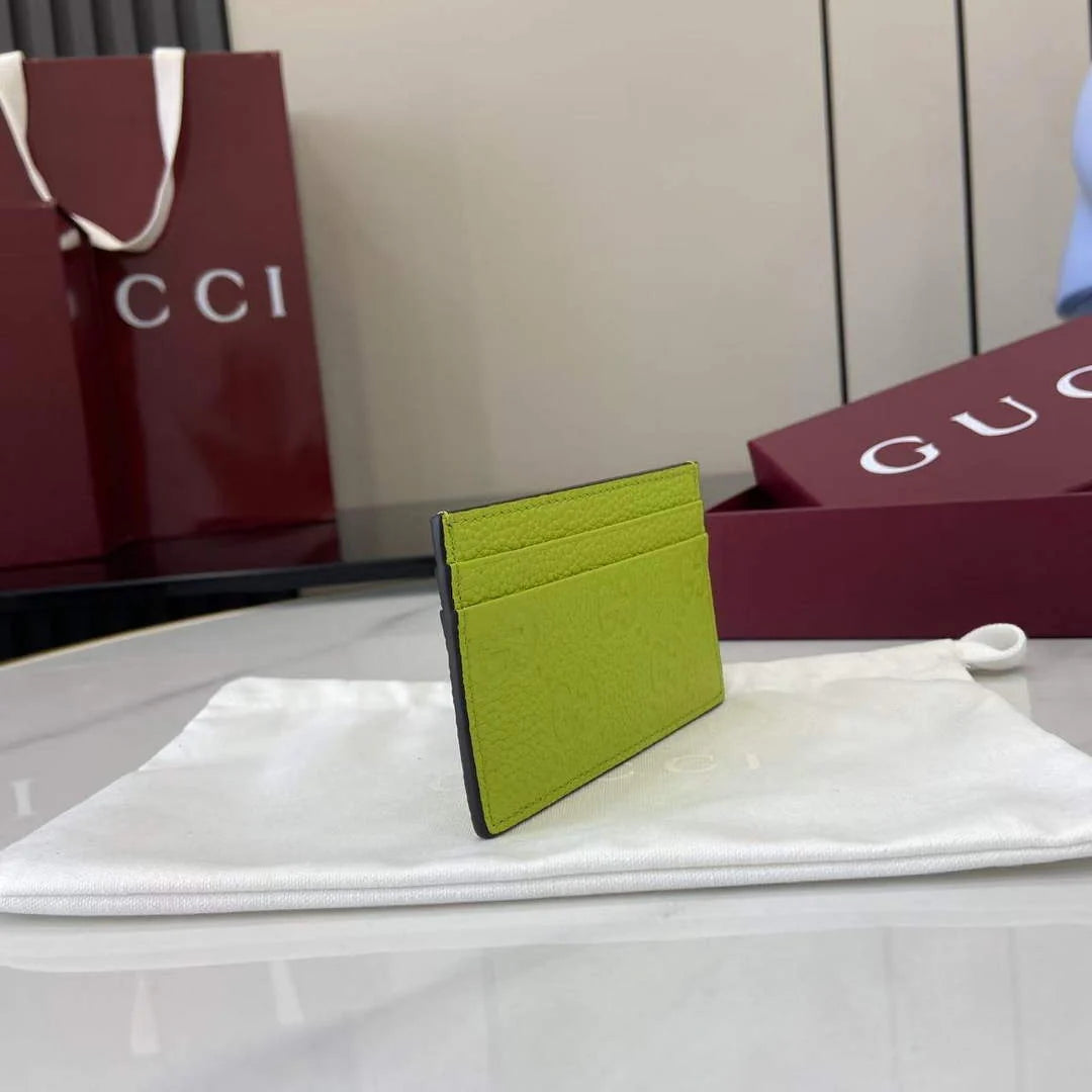 Gucci Imprint card case 835151 in green GG leather