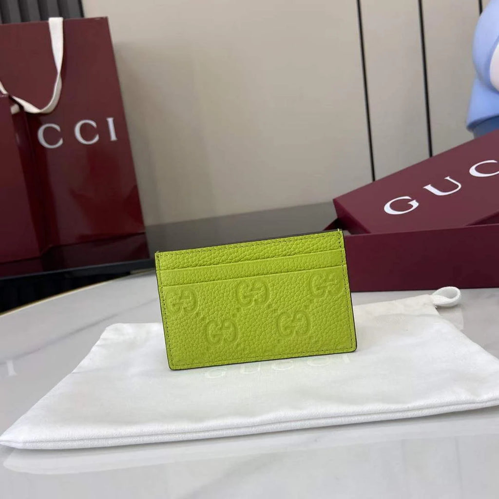 Gucci Imprint card case 835151 in green GG leather