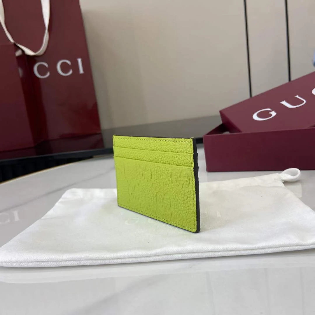 Gucci Imprint card case 835151 in green GG leather