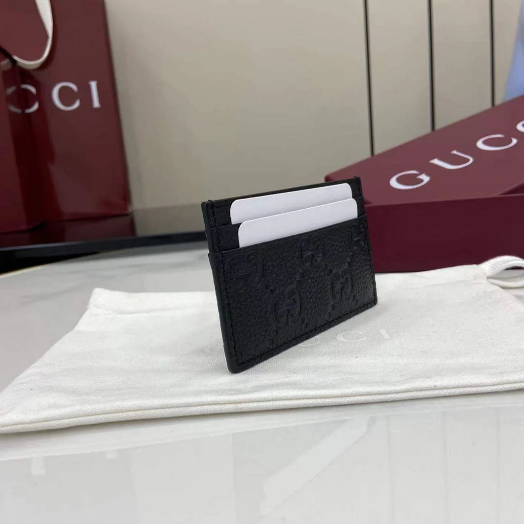 Gucci Imprint card case 835151 in black GG leather