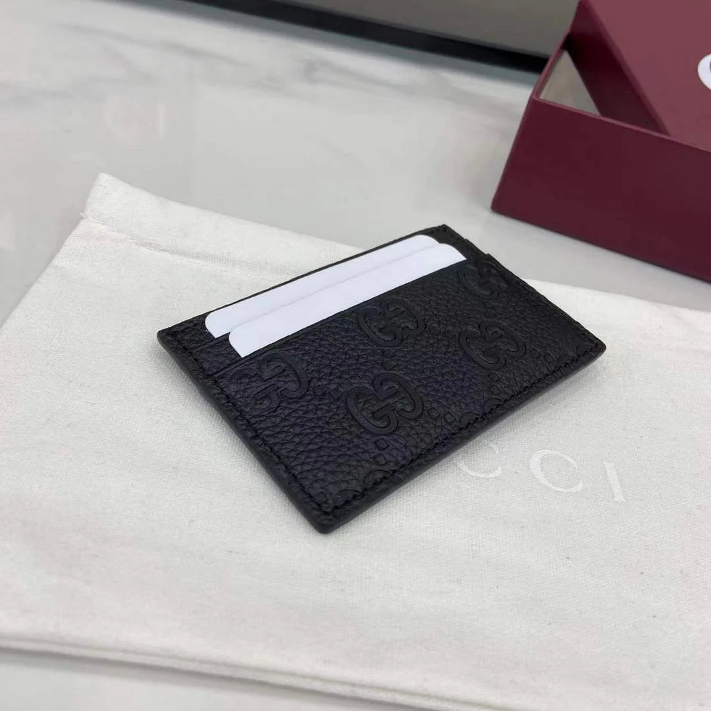 Gucci Imprint card case 835151 in black GG leather